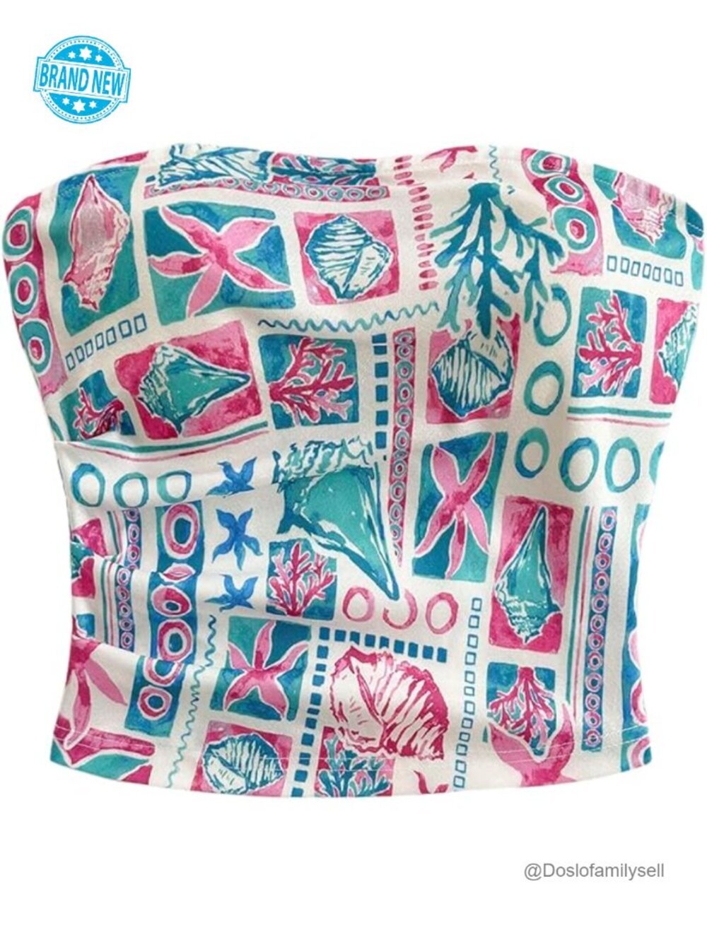 Crop Tube Top Strapless Bandeau Summer Boho Print Backless Vest Blouse